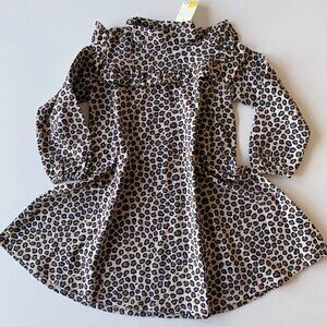 NEW Mini Boden Girl Leopard Roll Neck Midi Dress 5-6 Years
